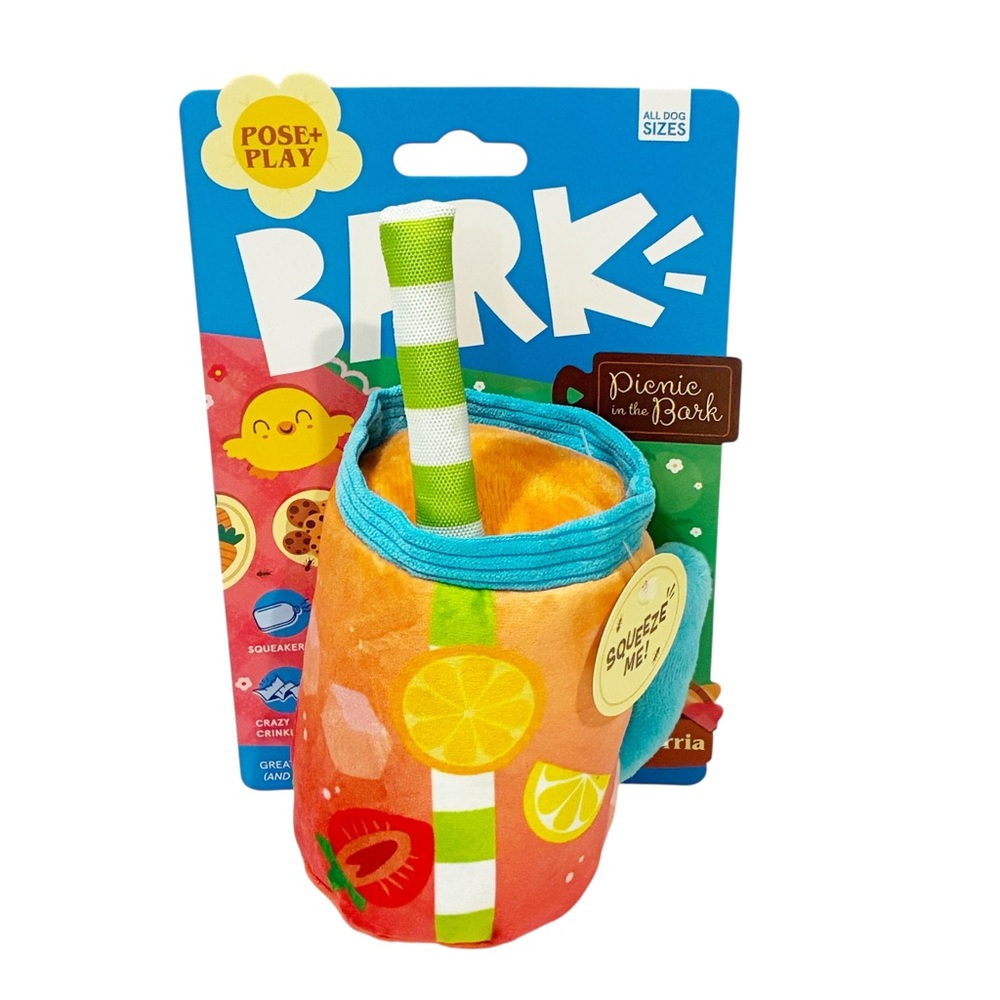 Bark Spring Picnic in The Bark Spiked Punch Dog Plush Toy Squeaky NEW